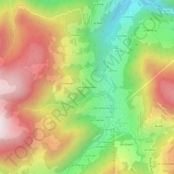 Topografische Karte Les Maisonettes, Höhe, Relief