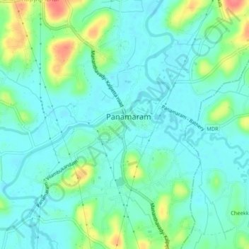 Topografische Karte Panamaram, Höhe, Relief