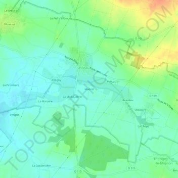Topografische Karte Madrid, Höhe, Relief