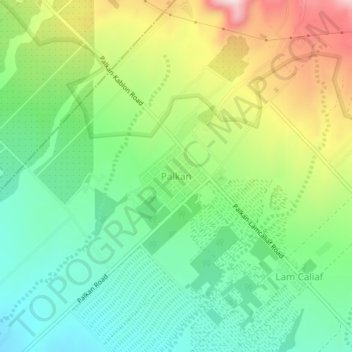 Topografische Karte Palkan, Höhe, Relief