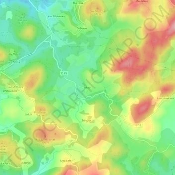 Topografische Karte Bessat, Höhe, Relief