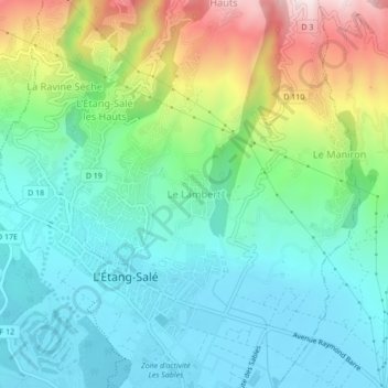 Topografische Karte Le Lambert, Höhe, Relief