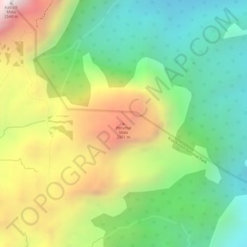 Topografische Karte Perumal Mala, Höhe, Relief