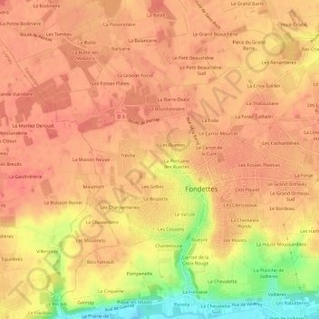 Topografische Karte La Morandière, Höhe, Relief