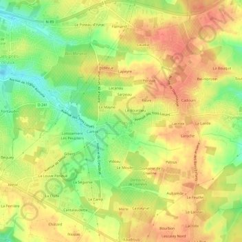 Topografische Karte Guignan, Höhe, Relief