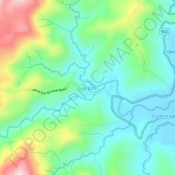 Topografische Karte San Jose, Höhe, Relief