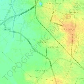 Topografische Karte Sattanur, Höhe, Relief