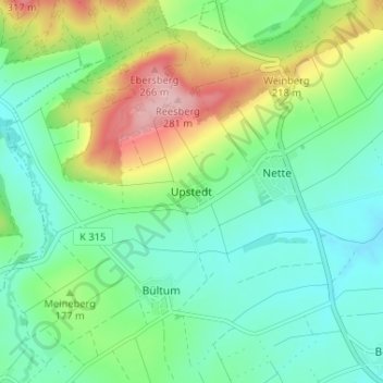 Topografische Karte Upstedt, Höhe, Relief