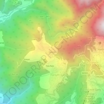 Topografische Karte Naddi, Höhe, Relief