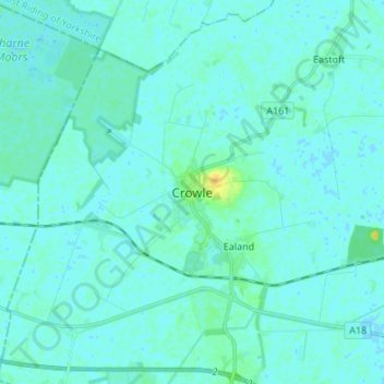 Topografische Karte Crowle, Höhe, Relief