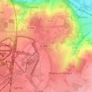 Topografische Karte Val de France, Höhe, Relief
