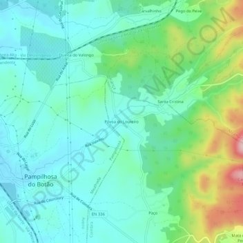 Topografische Karte Póvoa do Loureiro, Höhe, Relief