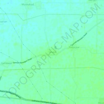 Topografische Karte Sihala, Höhe, Relief