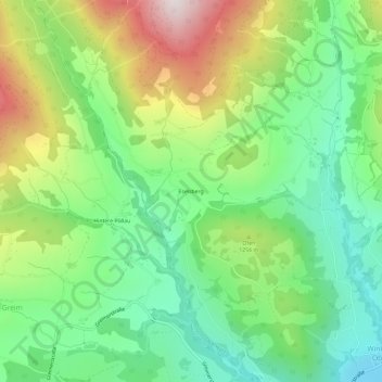 Topografische Karte Eselsberg, Höhe, Relief