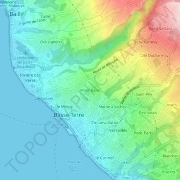 Topografische Karte Mont Bazin, Höhe, Relief