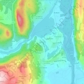 Topografische Karte Les Mures, Höhe, Relief