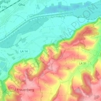 Topografische Karte Schaumburg, Höhe, Relief