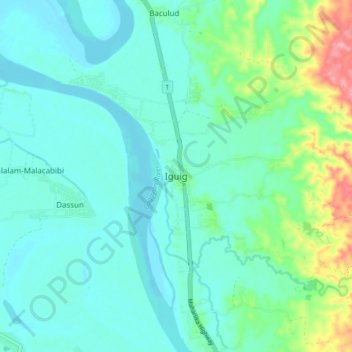 Topografische Karte Iguig, Höhe, Relief