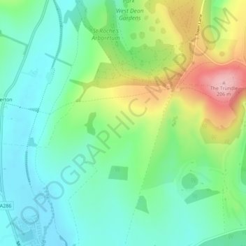 Topografische Karte Haye's Down, Höhe, Relief