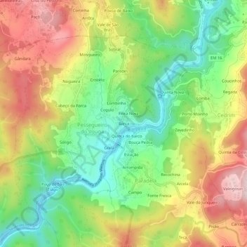 Topografische Karte Barca, Höhe, Relief