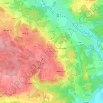 Topografische Karte Großhöhenrain, Höhe, Relief
