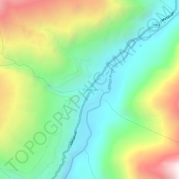 Topografische Karte Gemur, Höhe, Relief
