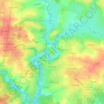 Topografische Karte Vouvant, Höhe, Relief