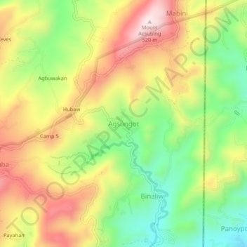 Topografische Karte Agsungot, Höhe, Relief