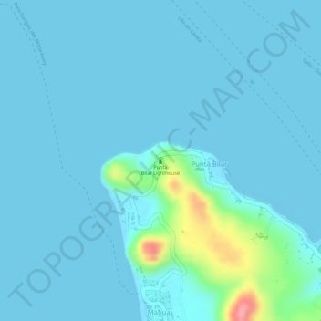 Topografische Karte Punta Bilar Lighthouse, Höhe, Relief