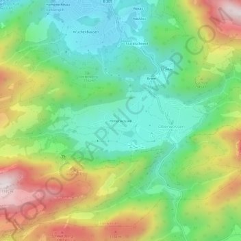 Topografische Karte Hinterwössen, Höhe, Relief