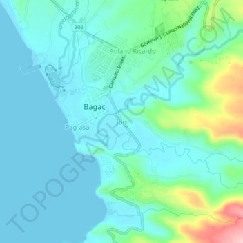Topografische Karte Ibis, Höhe, Relief