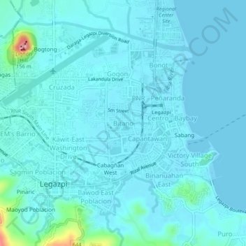 Topografische Karte Bitano, Höhe, Relief