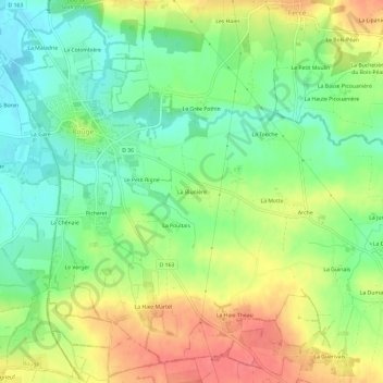 Topografische Karte La Blunière, Höhe, Relief