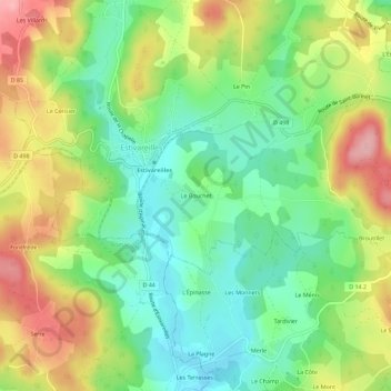 Topografische Karte Le Bouchet, Höhe, Relief