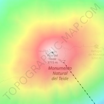 Topografische Karte Pico del Teide, Höhe, Relief