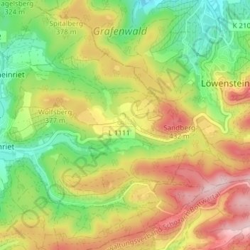 Topografische Karte Vorhof, Höhe, Relief