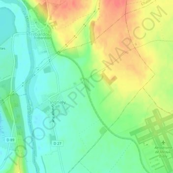 Topografische Karte Écluse de Vignely, Höhe, Relief