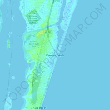 Topografische Karte Carolina Beach, Höhe, Relief