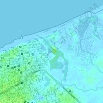 Topografische Karte zonas verdes, Höhe, Relief