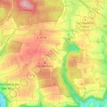 Topografische Karte Zwingelhausen, Höhe, Relief