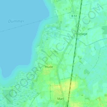 Topografische Karte Sandbrink, Höhe, Relief