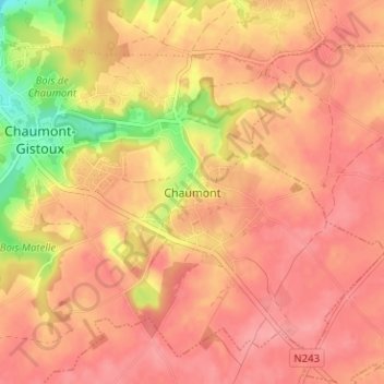Topografische Karte Chaumont, Höhe, Relief