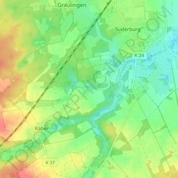 Topografische Karte Olmsruh, Höhe, Relief