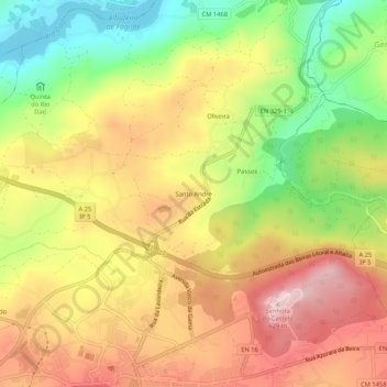 Topografische Karte Santo André, Höhe, Relief