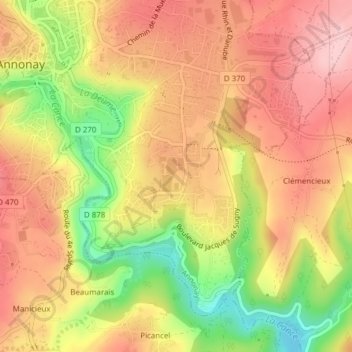 Topografische Karte Vissenty, Höhe, Relief