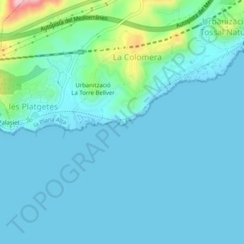 Topografische Karte Torre Colomera, Höhe, Relief