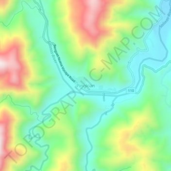Topografische Karte Pingkian, Höhe, Relief