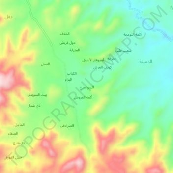 Topografische Karte Al Mawasi`, Höhe, Relief