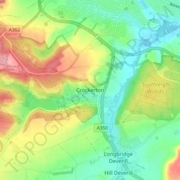 Topografische Karte Crockerton, Höhe, Relief