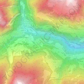 Topografische Karte Platt, Höhe, Relief